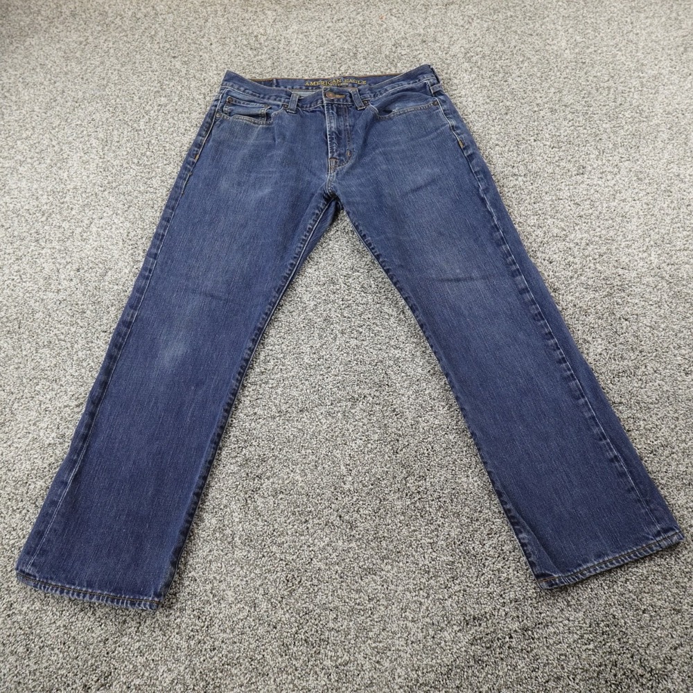 American Eagle Jeans Mens 33X30 Dark Blue Denim Pants Relaxed Straight Baggy Y2K